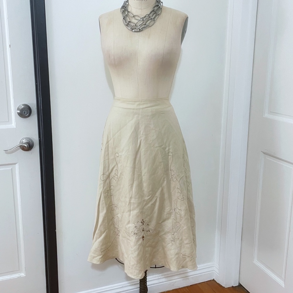 Worthington Tan A Line Linen Skirt